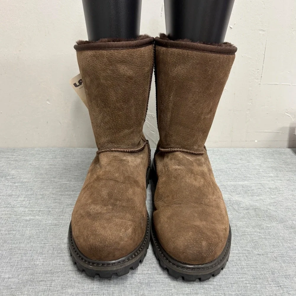 Lamo Boots Mens Size 12 Brown Suede Faux Fur Lined Rugged Lug Sole LF00000002